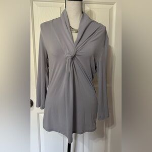 Premise Heather Grey Long Sleeve Knit Blouse Medium Stretchy 3/4 Sleeves Casual